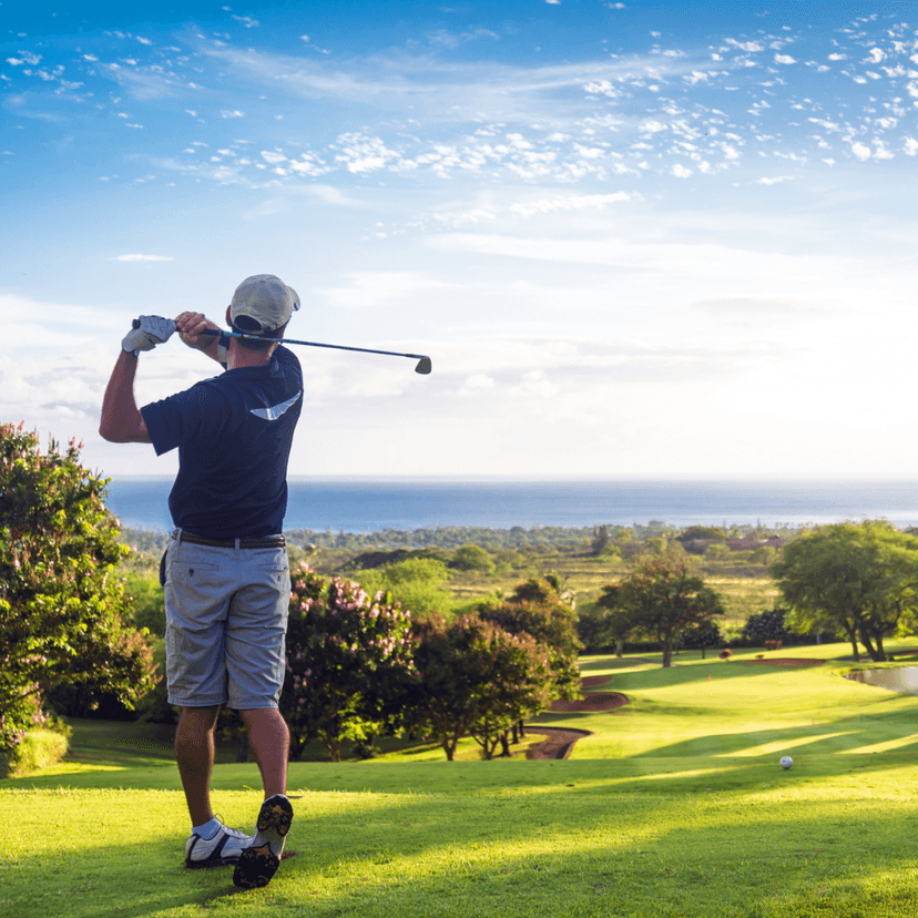 Golfer practicing